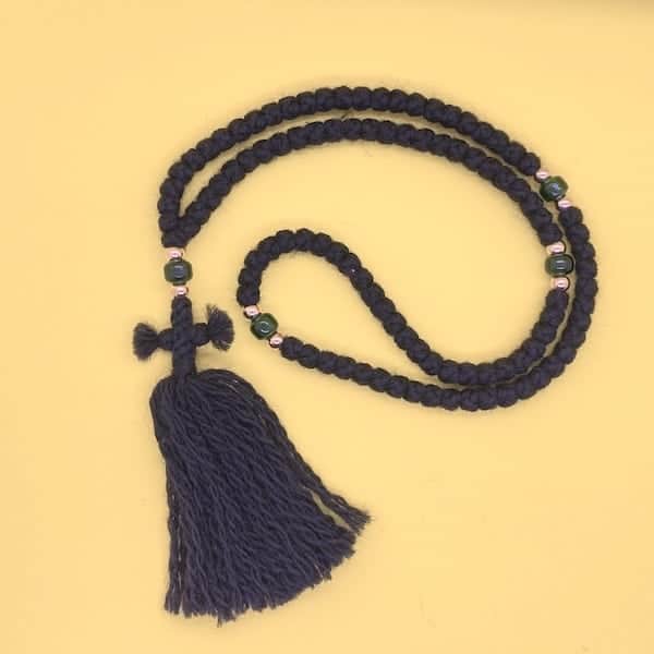 Handmade Blessed Christian Orthodox Komboskoini Prayer Rope 100 Knots Wool  Pentant Black 1